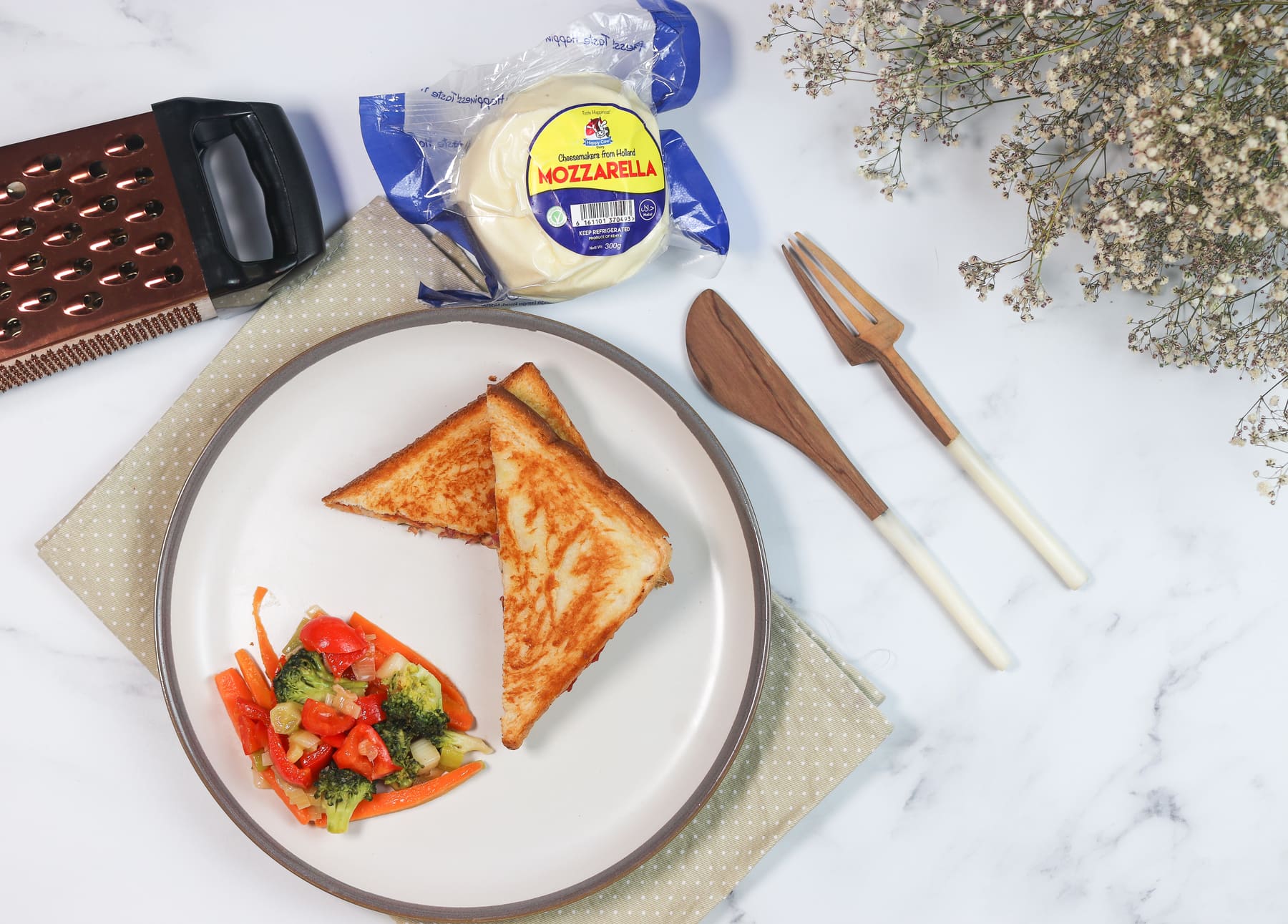Happy Cow dairy products styled with fresh ingredients